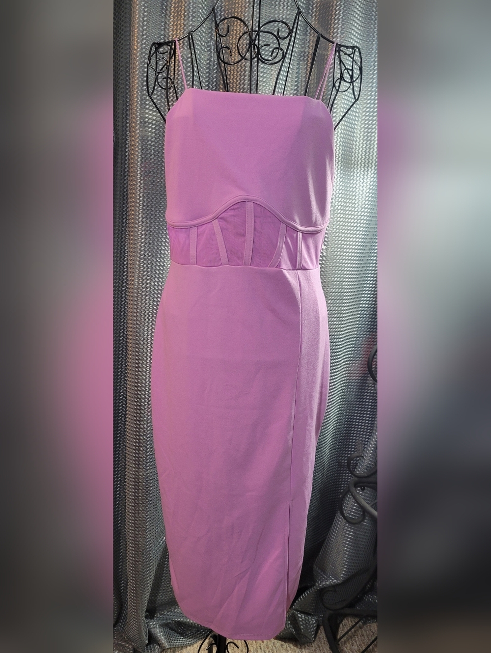 Almost Famous Lilac Bodycon Midi Dress with Corset Waist